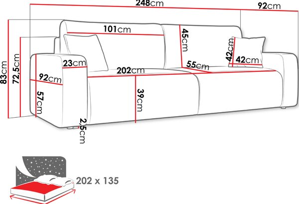 Καναπές κρεβάτι Piano-Gkri Anoixto - 0.00Χ0.00Χ0.00cm