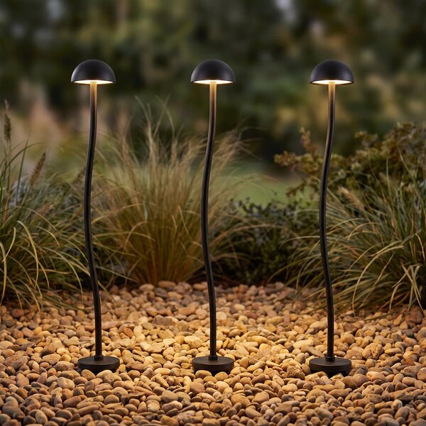 Lindby Φωτιστικό LED με πασσάλους Soremi, μαύρο, σετ 3 τεμαχίων, IP44, Μαύρο, Αλουμίνιο, σύγχρονο