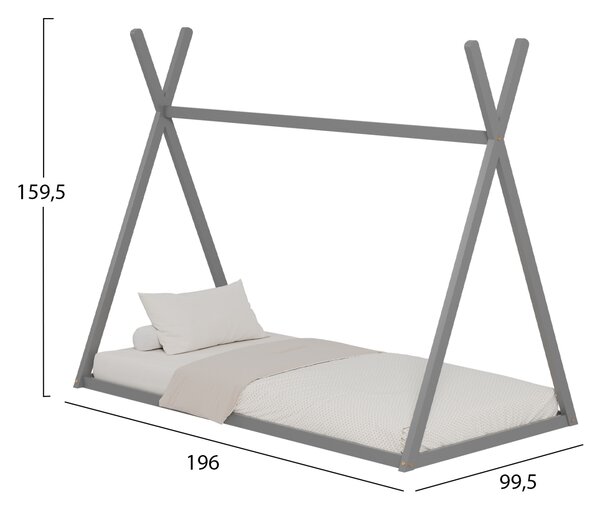 ΚΡΕΒΑΤΙ ΠΑΙΔΙΚΟ MUNK HM681.05 τ.MONTESSORI ΜΑΣΙΦ ΞΥΛΟ ΠΕΥΚΟΥ ΓΚΡΙ- 190x90εκ