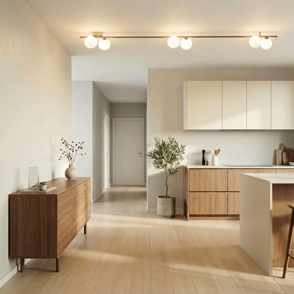 TK Lighting Φωτιστικό οροφής Imelo, καφέ, 6 λάμπες, γυαλί, μήκος 200 cm, ρυθμιζόμενος, Καφέ / Σκουριάς, υπνοδωμάτιο, Γυαλί
