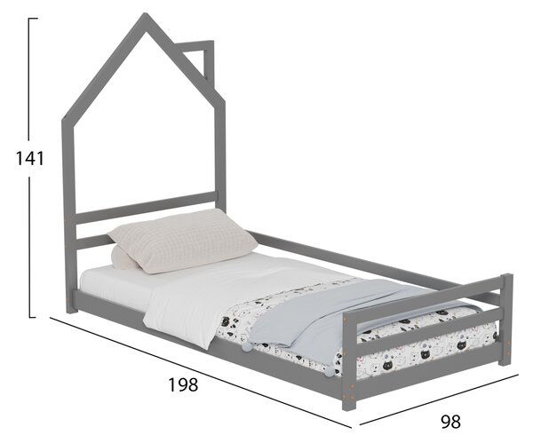 ΚΡΕΒΑΤΙ ΠΑΙΔΙΚΟ HOUSER HM676.05 τ.MONTESSORI ΞΥΛΟ ΠΕΥΚΟ ΓΚΡΙ- 190x90εκ