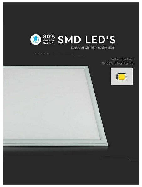 V-TAC LED Πάνελ Τετραγωνο 60x60cm 29W 3960Lm 120° High Lumen A++ PF >0.9 CRI >80 4500K Φως Ημέρας 2162416