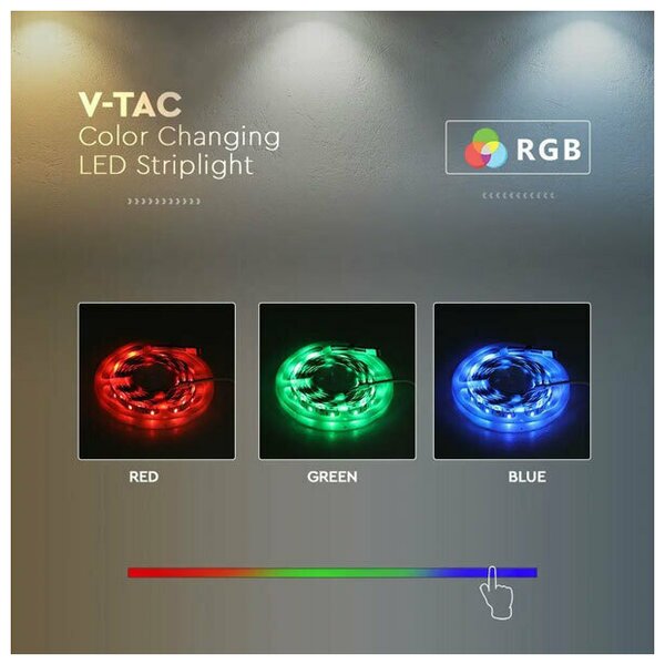 V-TAC Ταινία LED SMD 24V 24W 1680lm/m 60LEDs/m 120° IP20 3σε1 Ζεστό+Φυσικό+Ψυχρό Λευκό+RGB 2895 (5 μέτρα)