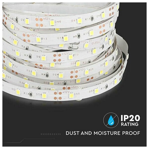 V-TAC Ταινία LED SMD 12V 4.2W 420lm/m 60LEDs/m 120° IP20 Φυσικό Λευκό 212041 (5 μέτρα)