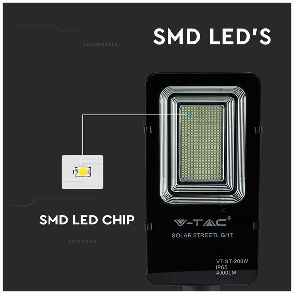 LED ηλιακό φωτιστικό δρόμου 50W ψυχρό λευκό 6000K μαύρο σώμα 95509