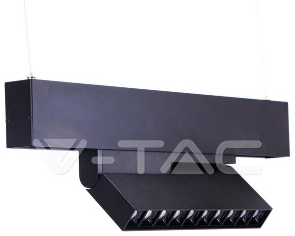 Φωτιστικό Μαγνητικό Ράγας V-TAC LED Track Light με 10LED 10x2W 30° 24V Μαύρο Φως Ημέρας 4000Κ 7965