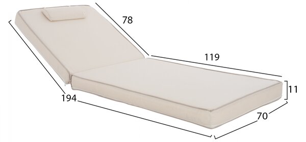 ΜΑΞΙΛΑΡΙ ΞΑΠΛΩΣΤΡΑΣ TEXTILENE ΜΠΕΖ FB911237.60T 194x70x11εκ