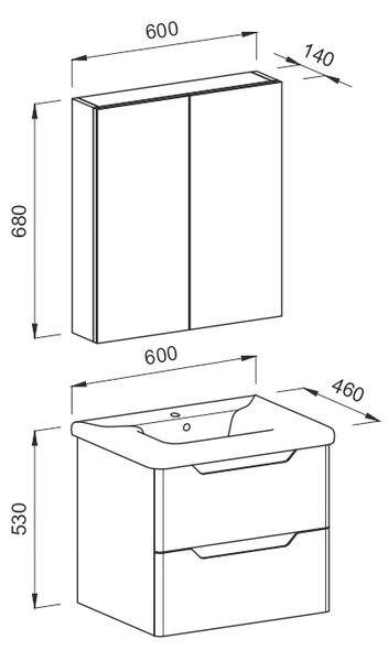 ΚΑΘΡΕΦΤΗΣ PERLA 60cm χρ ΛΕΥΚΟ 3MPER060WHM