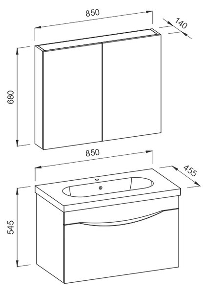 Πάγκος SMILE Λευκό / Barok MDF 18mm Λάκα 85 3SSMI085WBM 85x45.5x54.5cm