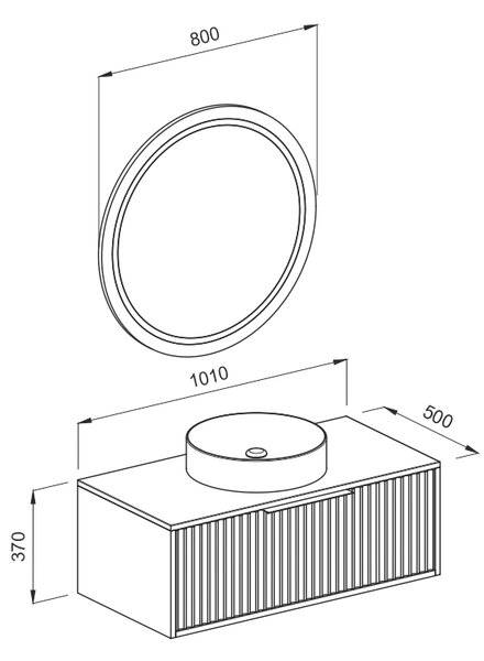 Πάγκος HOLE Λευκό MDF 18mm Λάκα 100 3SHOL100WHM 101x50x37cm