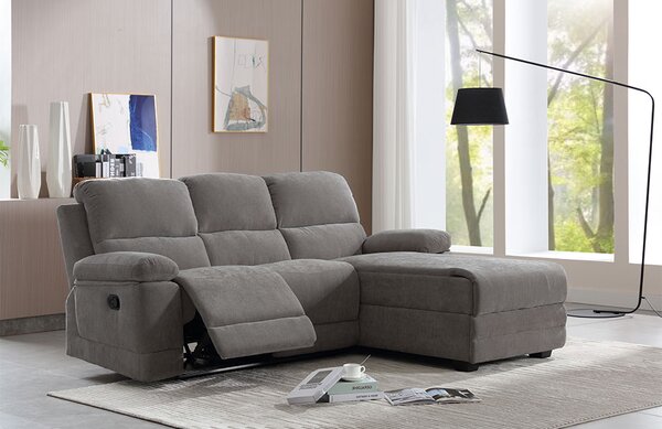 RELAX ΚΑΝΑΠΕΣ RECLINER ΓΩΝΙΑ ΔΕΞΙΑ ΓΚΡΙ 212x156xH96cm