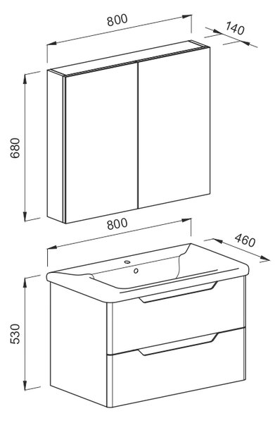 Πάγκος PERLA Λευκό MDF 18mm Λάκα 80 S3BPERL080W 80x46x53cm