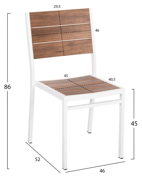 ΚΑΡΕΚΛΑ ΑΛΟΥΜΙΝΙΟΥ SAGA HM6063.01 ΛΕΥΚΗ ΜΕ POLYWOOD 46x52x86Υεκ