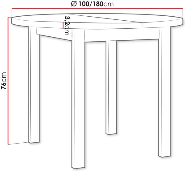 Επεκτεινόμενο τραπέζι Tia IV-Sonoma - 100.00Χ100.00Χ76.00cm