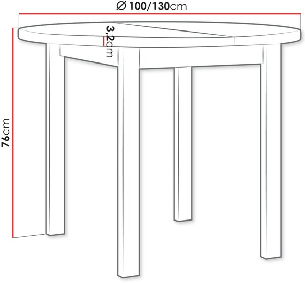 Τραπέζι Tia II L-Fusiko-Leuko - 100.00Χ100.00Χ76.00cm