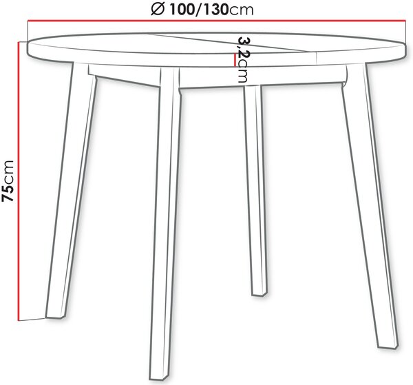 Επεκτεινόμενο τραπέζι Anslo III L-Fusiko-Leuko - 100.00Χ100.00Χ75.00cm