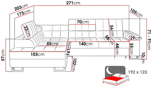 Γωνιακός καναπές Laris-Δεξιά-Mple - 271.00Χ203.00Χ91.00cm