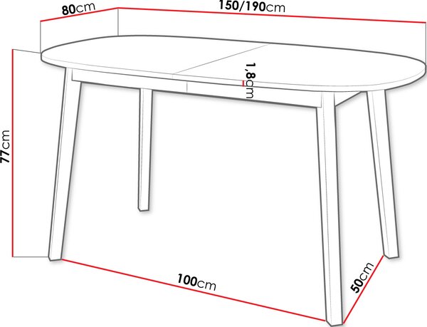 Επεκτεινόμενο τραπέζι Klebo S-Fusiko - 150.00Χ80.00Χ77.00cm