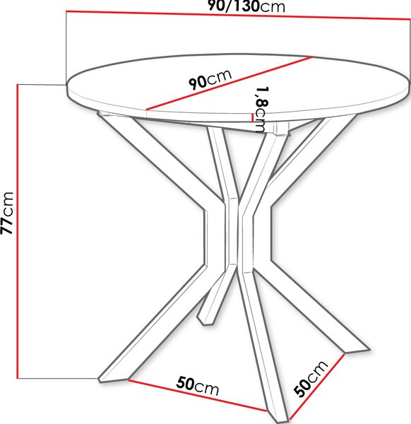 Επεκτεινόμενο τραπέζι Dione M-Leuko - 90.00Χ90.00Χ77.00cm