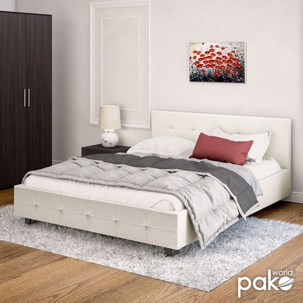 Κρεβάτι διπλό με αποθηκευτικό χώρο 160x200 cm Roi 145 Λευκό ματ