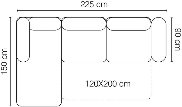 Γωνιακός καναπές Russell S-Δεξιά - 225.00Χ154.00Χ90.00cm