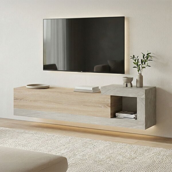 Κρεμαστό Έπιπλο TV, Flato, Γκρι, 150x29.5x38.5 cm