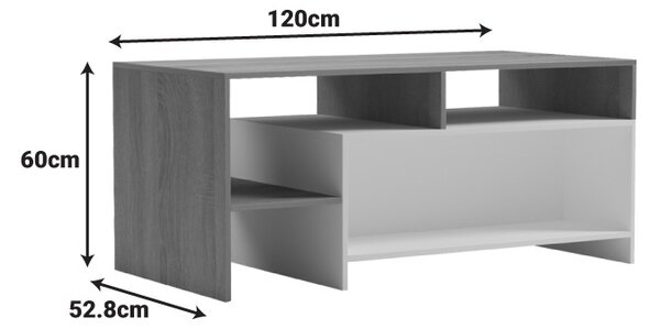 Τραπεζάκι σαλονιού, Consa, Δρυς, 120x60x52.8 cm
