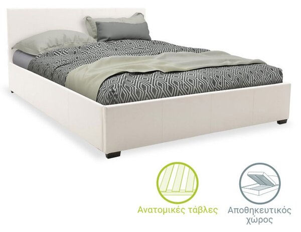 Κρεβάτι διπλό με αποθηκευτικό χώρο 160x200 cm Norse 9903 Λευκό ματ