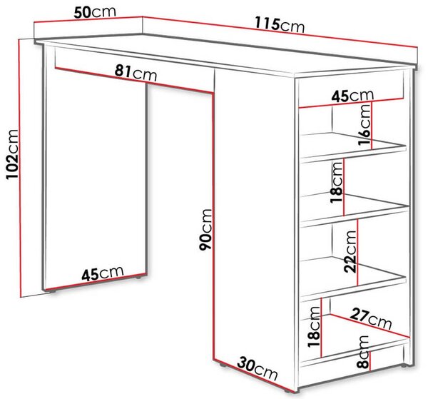 Τραπέζι μπαρ Zotino - Leuko - 115.00Χ50.00Χ102.00cm