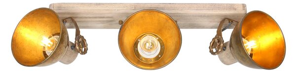 Steinhauer Gearwood προβολέας οροφής, 3-φωτός μπρονζέ, ρυθμιζόμενος, Μπρούτζινο / Αντικέ ορείχαλκου, Σαλόνι / τραπεζαρία, Ξύλο, Vintage