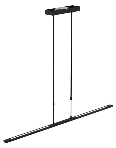 Steinhauer LED κρεμαστό φωτιστικό Zelena, μαύρο, μήκος 122cm, μέταλλο, CCT, ρυθμιζόμενος, Μαύρο, Σαλόνι / τραπεζαρία, Μέταλλο, σύγχρονο