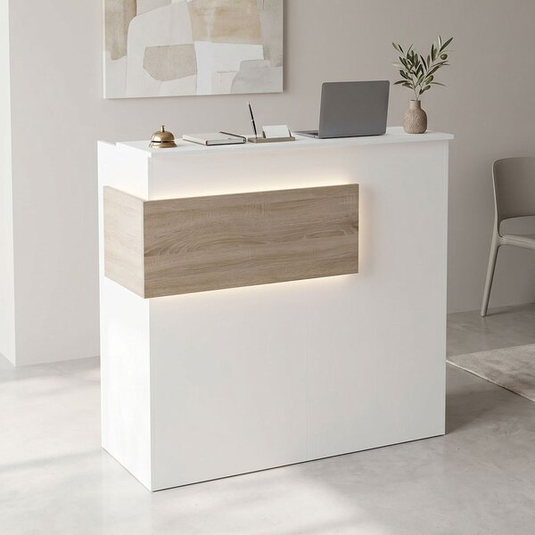 Γραφείο υποδοχής Optima, Λευκό, 40x110x110 cm