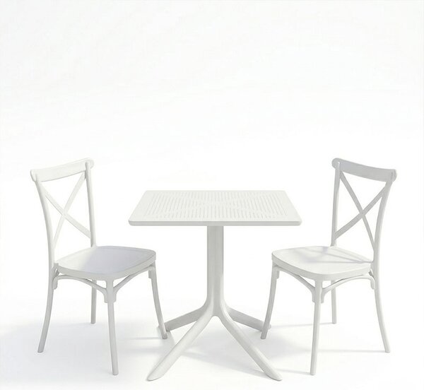 Σετ κήπου 3 τεμαχίων Groovy Crossie, Λευκό, 60x60x76 cm