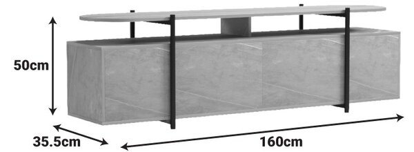 Έπιπλο τηλεόρασης Medousa, Μαύρο, 35.5x160x50 cm