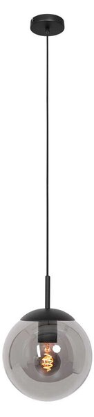 Steinhauer Bollique κρεμαστό φωτιστικό, μαύρο, Ø 20 cm, γυαλί, 1-φωτο, σφαίρα, ρυθμιζόμενος, Μαύρο, Σαλόνι / τραπεζαρία, Γυαλί, Σφαίρα