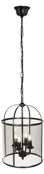 Steinhauer Κρεμαστό φωτιστικό Pimpernel, Ø 32 cm, μαύρο, γυαλί καπνιστό γκρι, ρυθμιζόμενος, Μαύρο, Διάδρομος, Μέταλλο, Αντίκα
