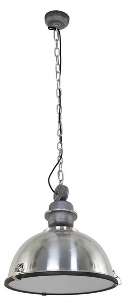 Steinhauer Bikkel κρεμαστό φωτιστικό, Ø 42 cm, ατσάλινο χρώμα, μέταλλο, γυαλί, E27, ρυθμιζόμενος, Μεταλλικό, Κουζίνα, Μέταλλο, Βιομηχανικός σχεδιασμός