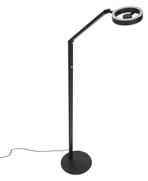 Steinhauer Λάμπα δαπέδου LED Ringlux, μαύρη, μέταλλο, ρυθμιζόμενη, ρυθμιζόμενος, Μαύρο, Σαλόνι / τραπεζαρία, Μέταλλο, σύγχρονο