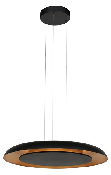 Steinhauer Κρεμαστό φωτιστικό LED Golden Veil, μαύρο/χρυσό, ρυθμιζόμενο, μέταλλο, ρυθμιζόμενος, Μαύρο, Σαλόνι / τραπεζαρία, Μέταλλο, σύγχρονο