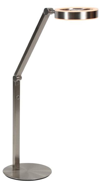 Steinhauer LED επιτραπέζια λάμπα Ringlux, χρώμα χάλυβα, μέταλλο, 2.700 K, ρυθμιστής, ρυθμιζόμενος, Μεταλλικό, Σαλόνι / τραπεζαρία, Μέταλλο, σύγχρονο, Τραπέζι Γραφείο