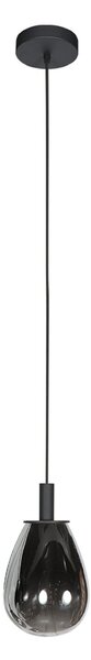 Mexlite Κρεμαστό φωτιστικό LED Glimsy, Ø 14 cm, μαύρο/γκρι καπνιστό, γυαλί, ρυθμιζόμενος, Γκρι, Σαλόνι / τραπεζαρία, Γυαλί