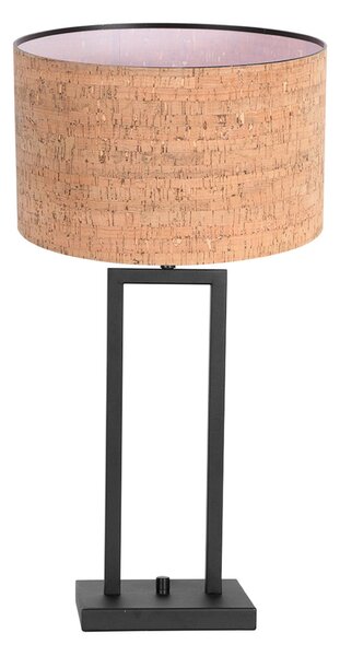 Steinhauer Επιτραπέζια λάμπα Stang 4357ZW, φελλός, μαύρο/καφέ, ύψος 55 cm, Μαύρο, Σαλόνι / τραπεζαρία, Μέταλλο, σύγχρονο