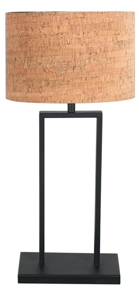 Steinhauer Επιτραπέζιο φωτιστικό Stang 4364ZW, μαύρο/καφέ φελλό, ύψος 55 cm, Μαύρο, Σαλόνι / τραπεζαρία, Μέταλλο, σύγχρονο