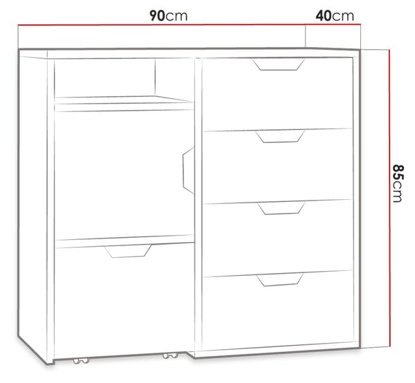 Συρταριέρα NANO NA8-Grafitis - 90.00Χ40.00Χ85.00cm