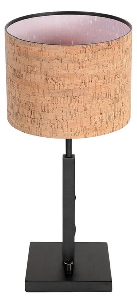Steinhauer Επιτραπέζιο φωτιστικό Stang, μαύρο/καφέ, ύψος 40 cm, φελλός, Μαύρο, Σαλόνι / τραπεζαρία, Μέταλλο, σύγχρονο