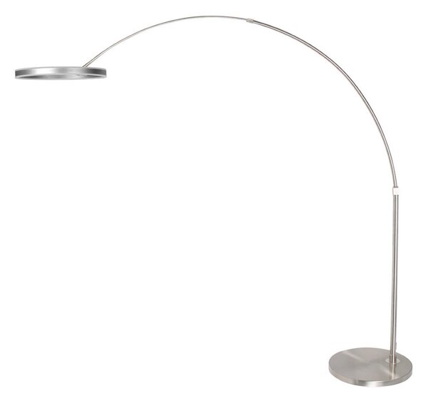 Steinhauer LED φωτιστικό τόξου Ringlux, χρώμα χάλυβα, μέταλλο, CCT, ρυθμιστής έντασης, ρυθμιζόμενος, Μεταλλικό, Σαλόνι / τραπεζαρία, Μέταλλο, σύγχρονο