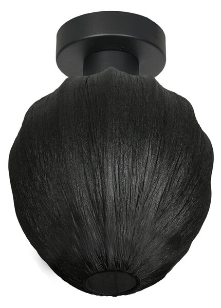 Mexlite Φωτιστικό οροφής Bloeba, μαύρο, Ø 25 cm, λινό/μέταλλο, ρυθμιζόμενος, Μαύρο, Σαλόνι / τραπεζαρία, Ύφασμα / Κλωστοϋφαντουργία