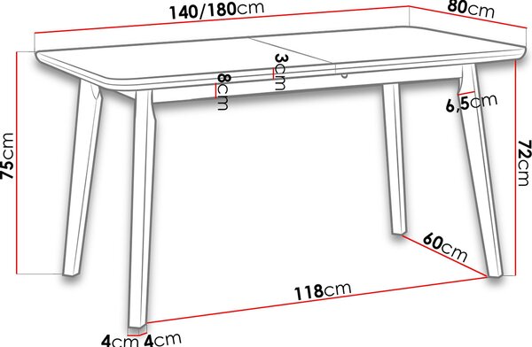 Επεκτεινόμενο τραπέζι Anslo VII - Leuko - 140.00Χ80.00Χ75.00cm