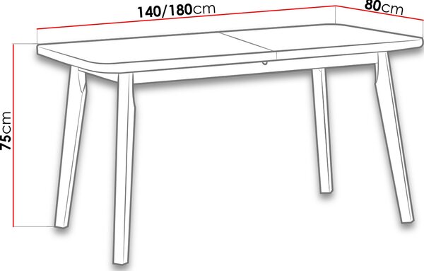 Επεκτεινόμενο τραπέζι Anslo VI - Leuko - Sonoma - 140.00Χ80.00Χ75.00cm