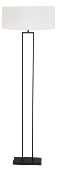 Steinhauer Λάμπα δαπέδου Stang, μαύρο/λευκό λινό, ύψος 160 εκ., E27, Μαύρο, Σαλόνι / τραπεζαρία, Μέταλλο, σύγχρονο